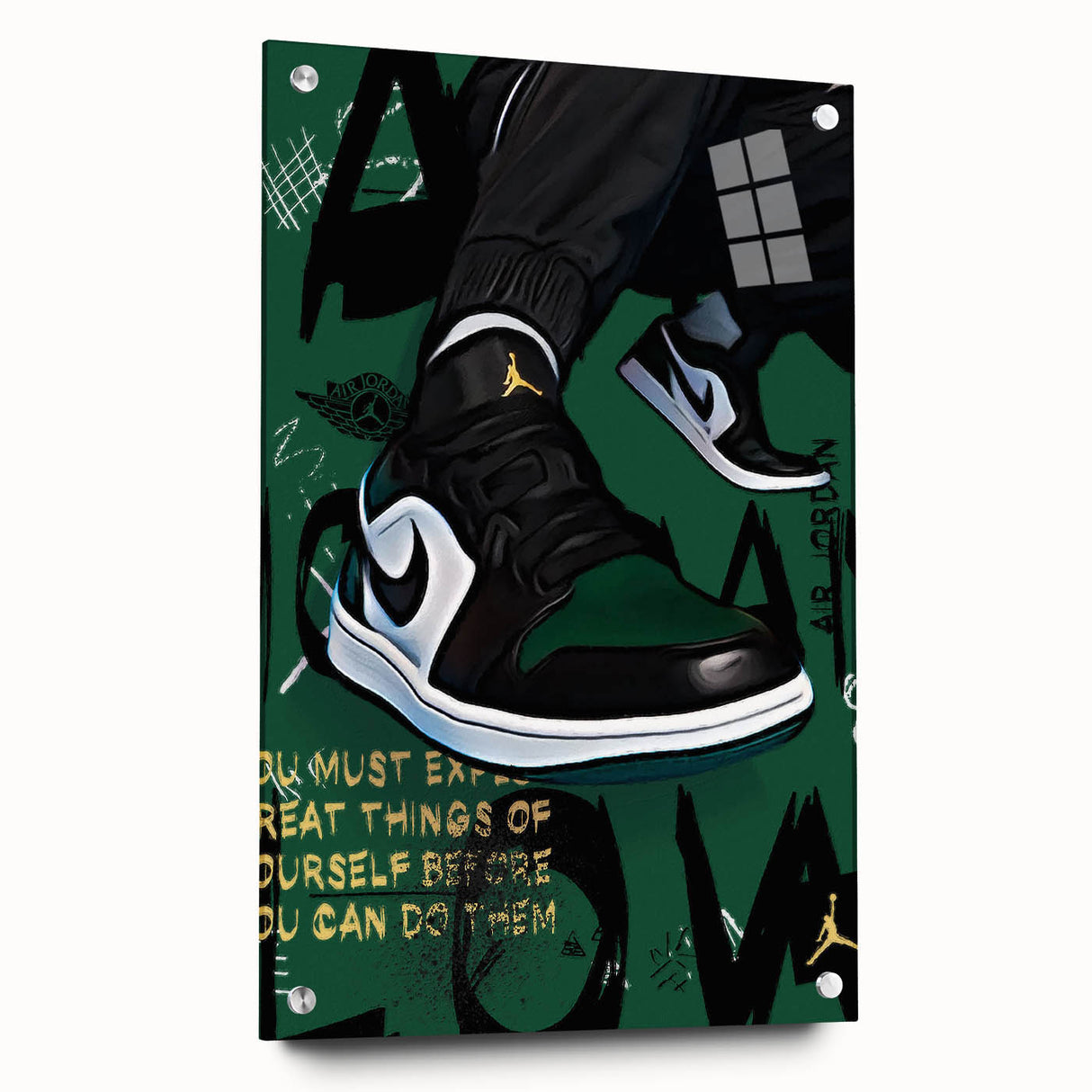 Air Jordan Pop Art Wall Art - Bold Green Sneaker Canvas Print