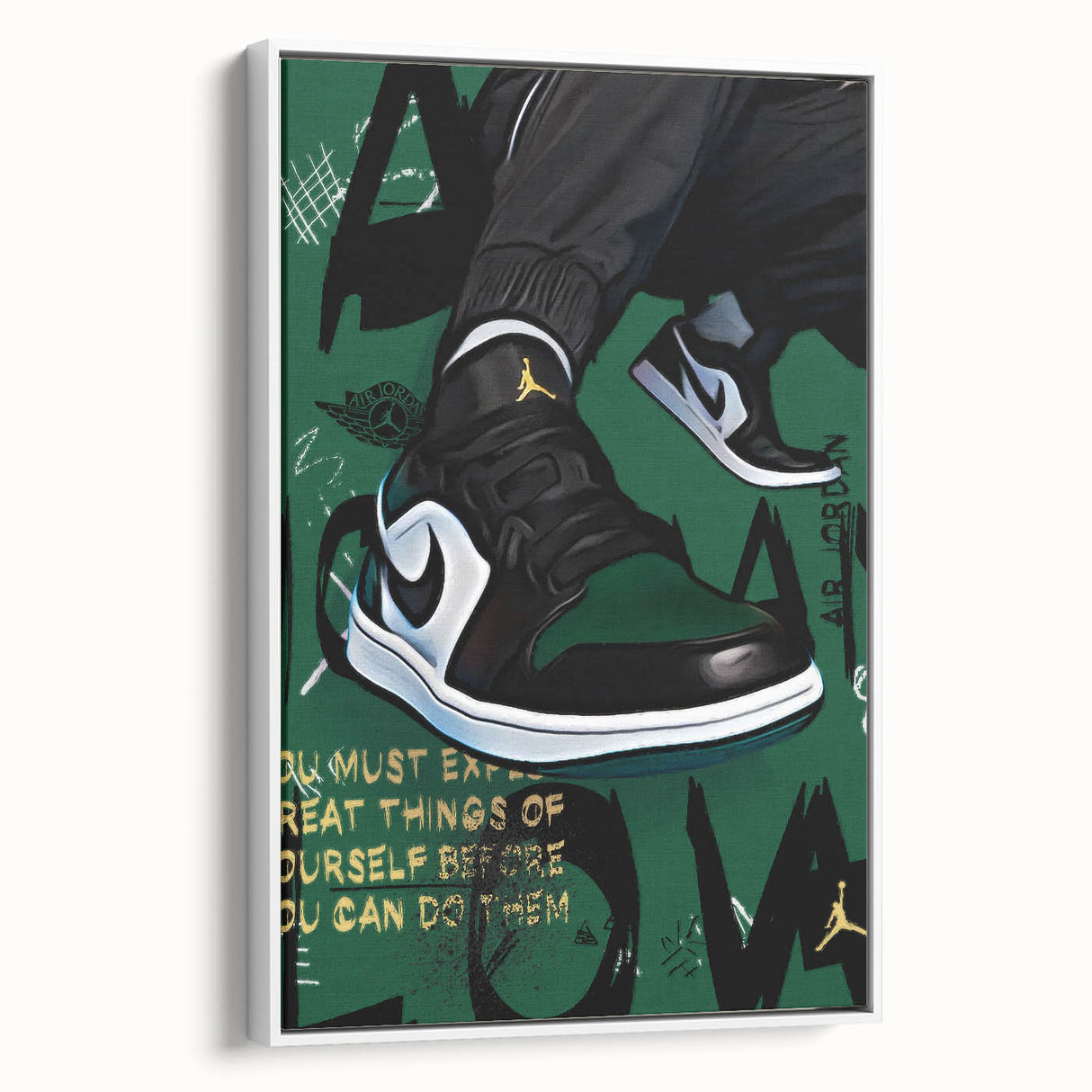 Air Jordan Pop Art Wall Art - Bold Green Sneaker Canvas Print