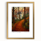 Extra large abstract art print with textured swirls in gold and white, framed in gold, ideal for living room decor.