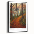 Black and white landscape painting on a framed canvas, featuring vintage poster art style, ideal for bedroom wall decor.