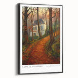Black and white landscape painting on a framed canvas, featuring vintage poster art style, ideal for bedroom wall decor.