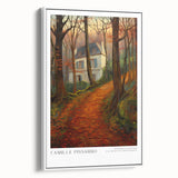 Vintage poster art of a colorful, abstract cityscape on a large framed canvas, ideal for living room wall decor.