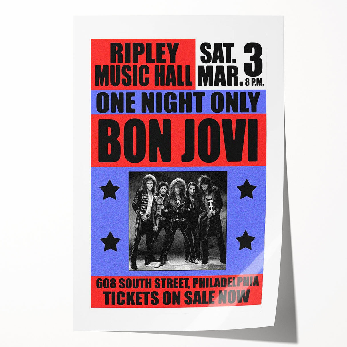 Vintage Bon Jovi Ripley Music Hall Poster - Retro Music Wall Art