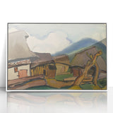 Rustic Realism Village Scene | Village Landscape by Zolo Palugyay Print