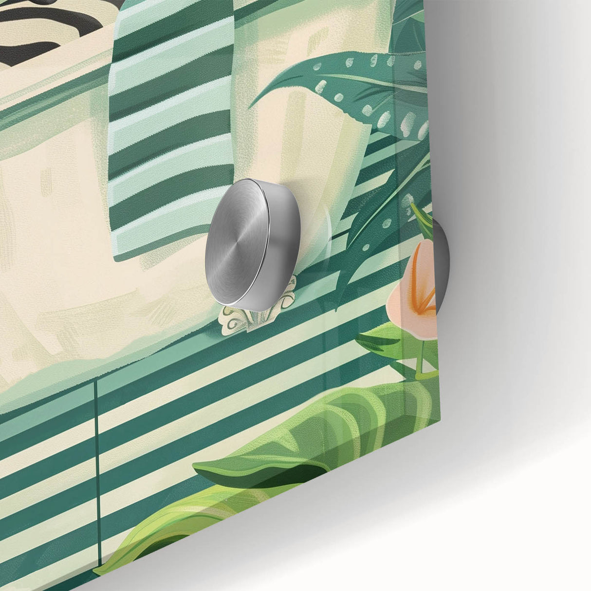 Tropical Zebra Bathroom Wall Art - Vibrant and Playful Bathroom Decor