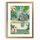 Tropical Zebra Bathroom Wall Art - Vibrant and Playful Bathroom Decor