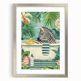 Tropical Zebra Bathroom Wall Art - Vibrant and Playful Bathroom Decor
