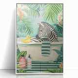 Tropical Zebra Bathroom Wall Art - Vibrant and Playful Bathroom Decor
