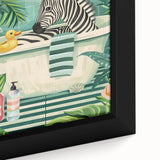 Tropical Zebra Bathroom Wall Art - Vibrant and Playful Bathroom Decor