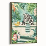 Tropical Zebra Bathroom Wall Art - Vibrant and Playful Bathroom Decor