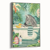 Tropical Zebra Bathroom Wall Art - Vibrant and Playful Bathroom Decor