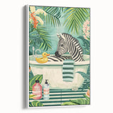Tropical Zebra Bathroom Wall Art - Vibrant and Playful Bathroom Decor
