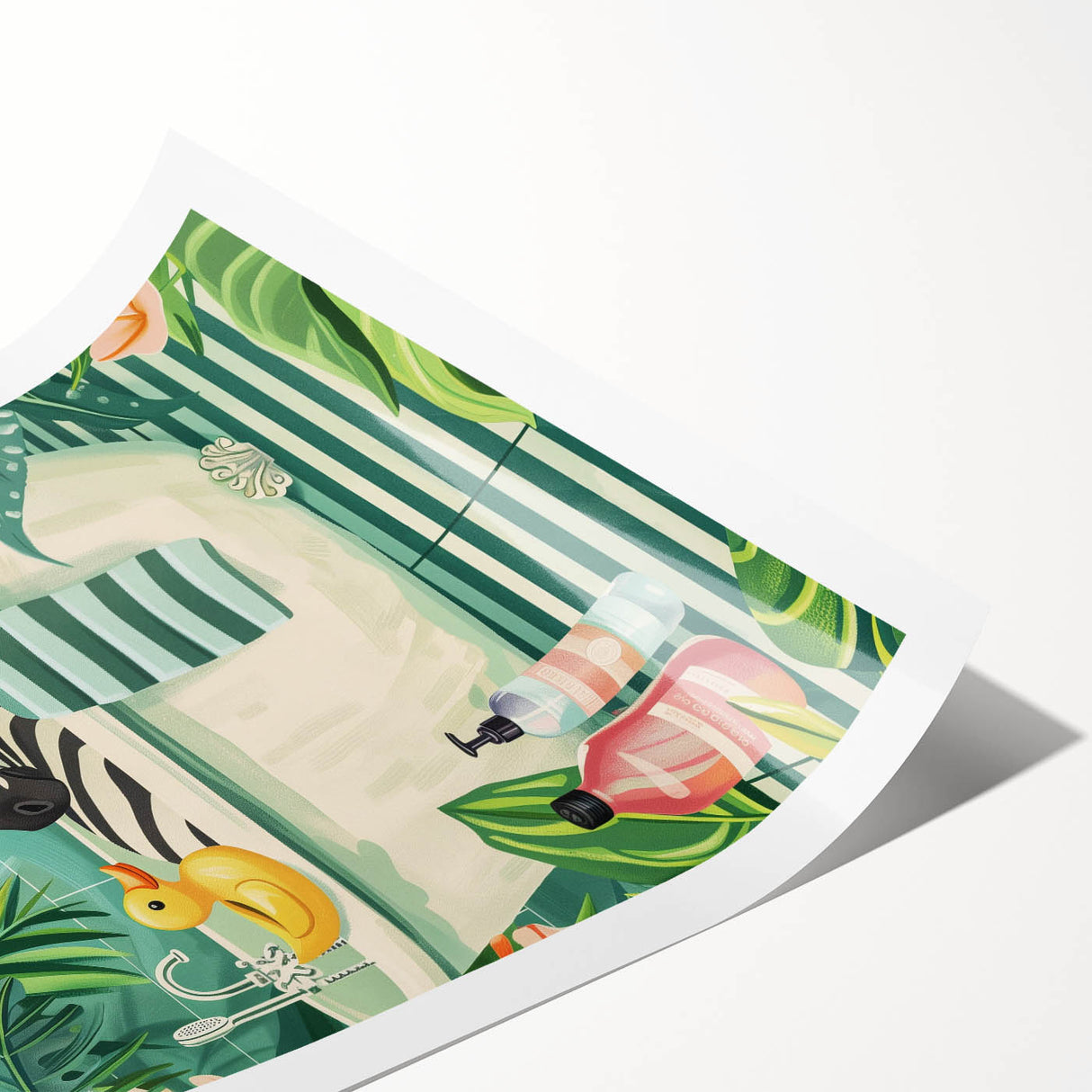 Tropical Zebra Bathroom Wall Art - Vibrant and Playful Bathroom Decor