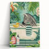Tropical Zebra Bathroom Wall Art - Vibrant and Playful Bathroom Decor