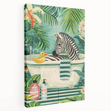 Tropical Zebra Bathroom Wall Art - Vibrant and Playful Bathroom Decor