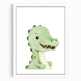 Cute Dinosaur Nursery Wall Art - Framed Baby Room Decor