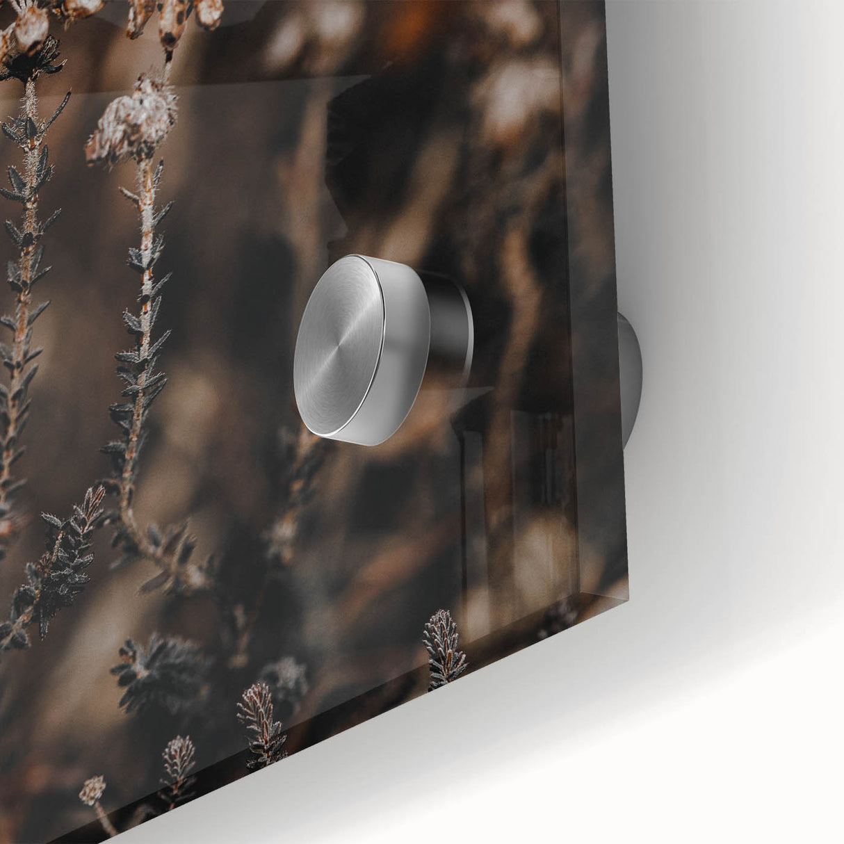Large abstract wall art in autumnal shades on acrylic glass, ideal for dining room art.