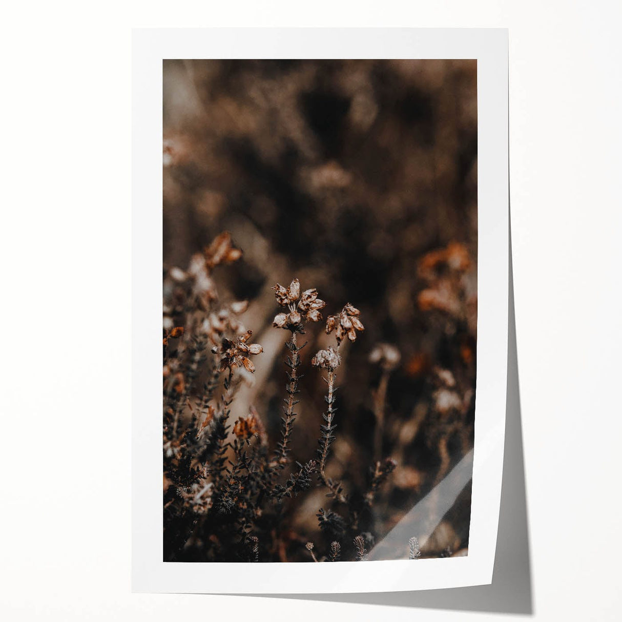 Rolled canvas print featuring a fall-themed floral design in warm orange and red tones, ideal for dining room wall art.