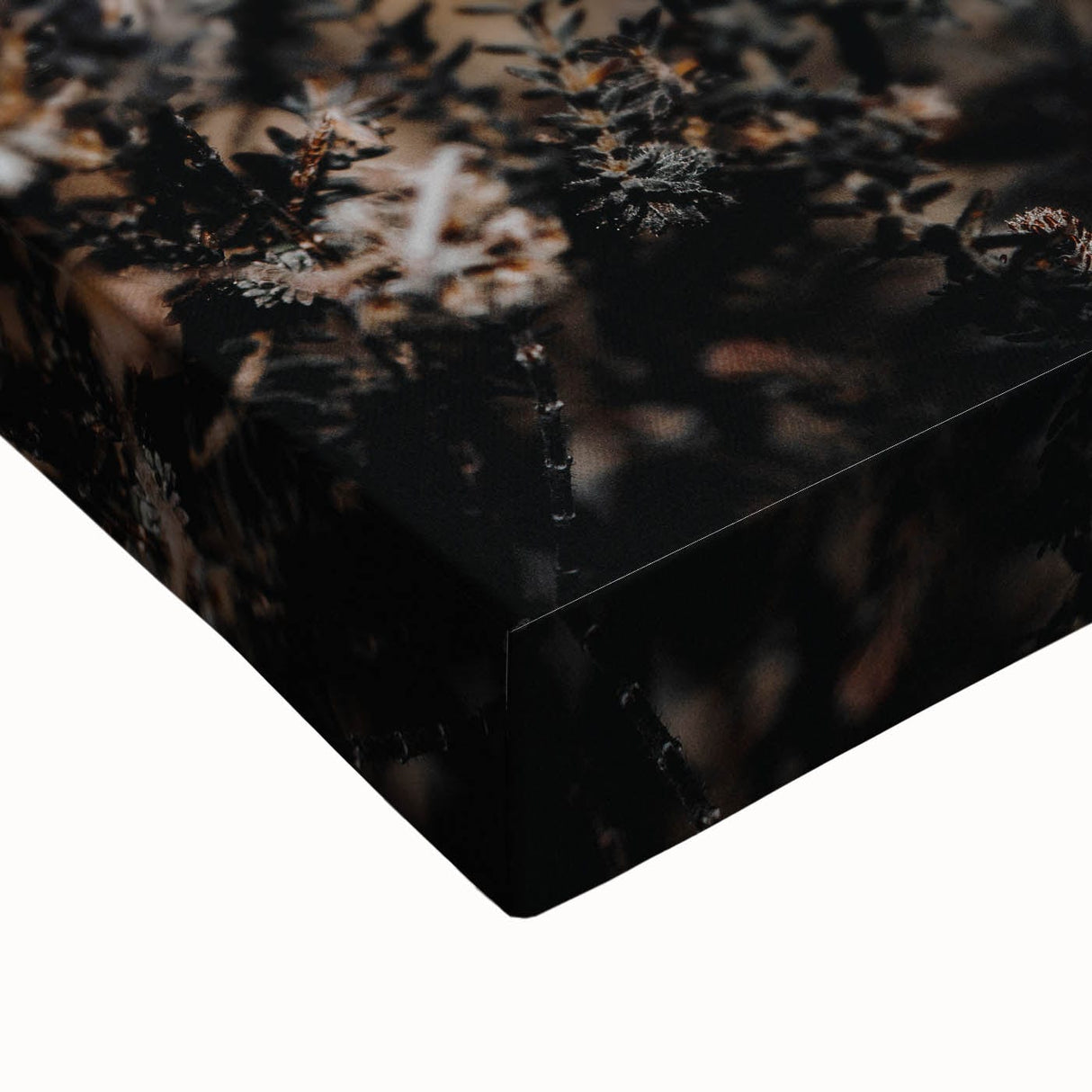 Large art depicting a black and white landscape painting on stretched canvas, ideal for bedroom decor.