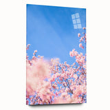 Large abstract wall art on acrylic glass depicting vibrant spring colors, ideal for bedroom or dining room decor.