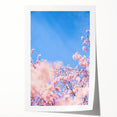 Spring-themed floral art on a rolled print with vibrant green and pink tones, ideal for dining room wall decor.