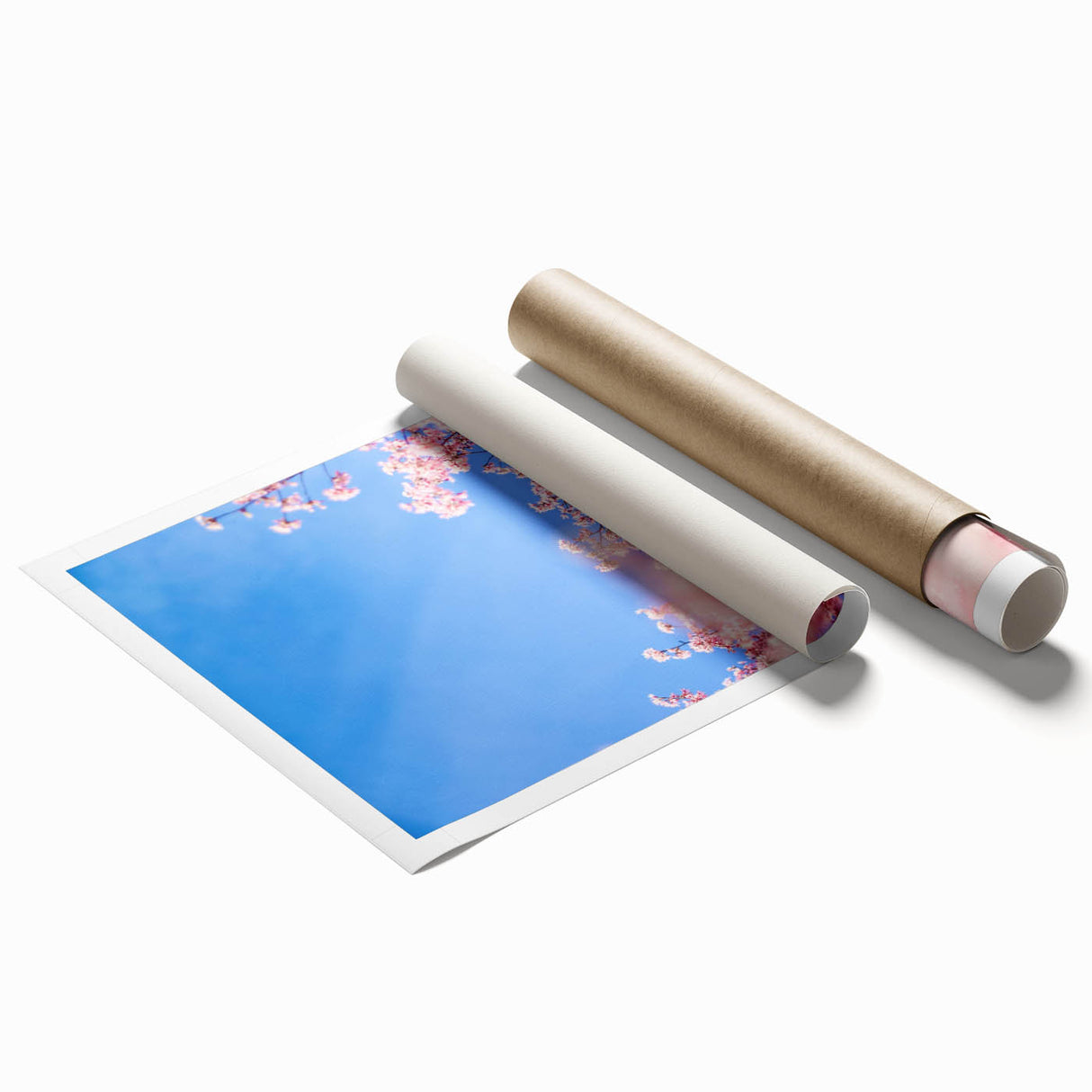 Extra large rolled print featuring vibrant spring floral art in pastel shades.