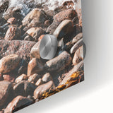 Large abstract wall art on acrylic glass featuring vibrant summer hues, perfect for dining room ambiance.