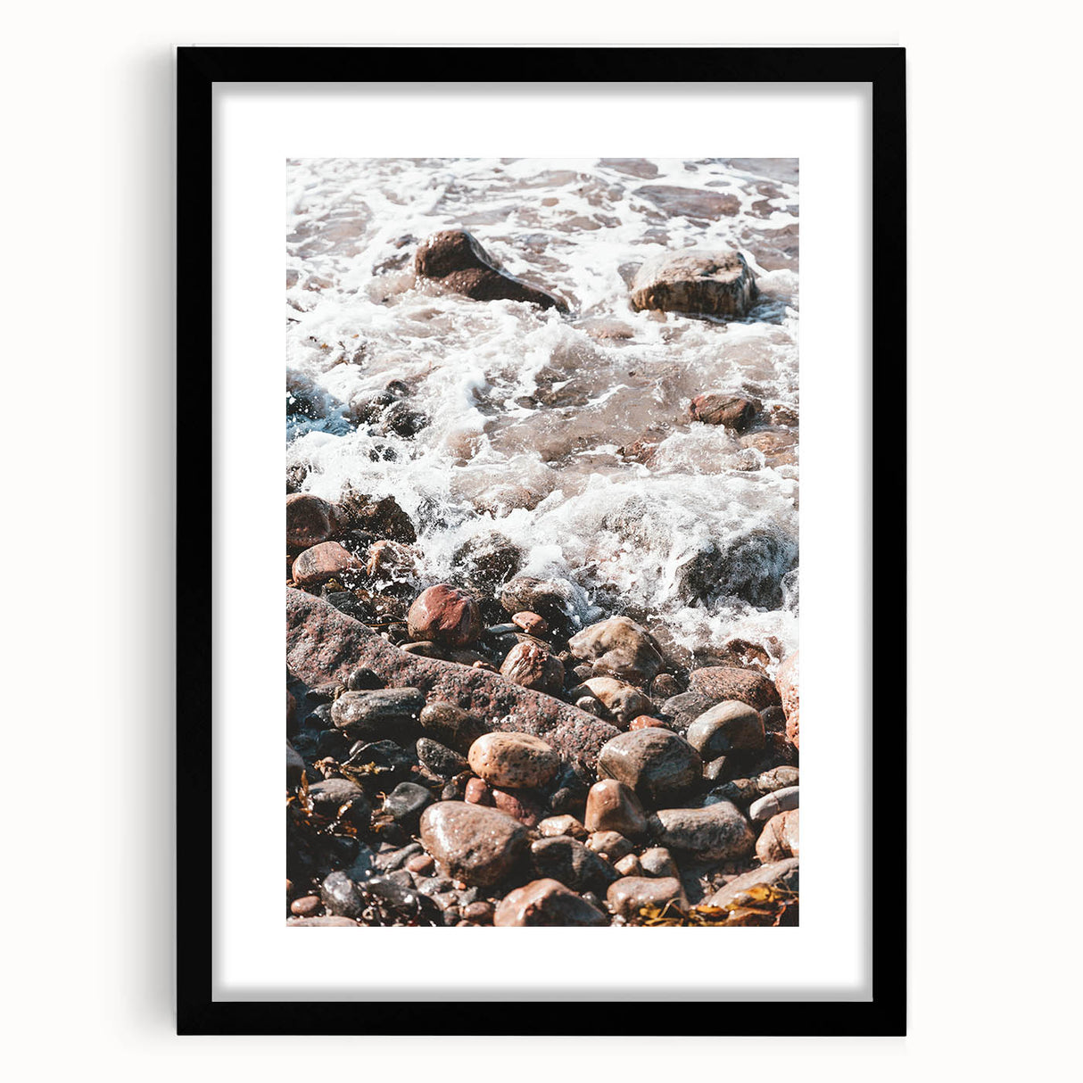 Extra large abstract art print featuring a colorful, textured design on a black framed canvas, ideal for living room decor.