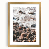 Extra large abstract art print with textured design in gold and cream tones, framed and matted, ideal for living room decor.