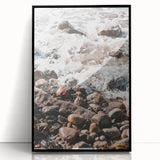 Large abstract wall art depicting summer season in vibrant colors on black framed acrylic.