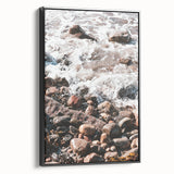 Black and white vintage poster art of a summer landscape on framed canvas, suitable for bedroom decor.