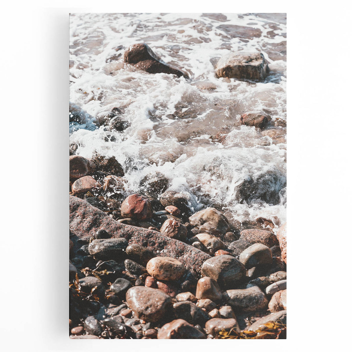 Black and white abstract design on large stretched canvas, ideal for kitchen wall art.