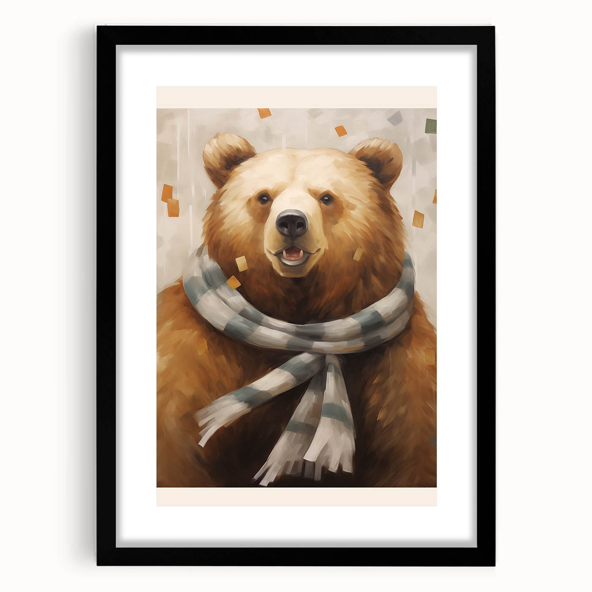 Extra large abstract art print with textured, colorful patterns on a framed black canvas, ideal for living room decor.