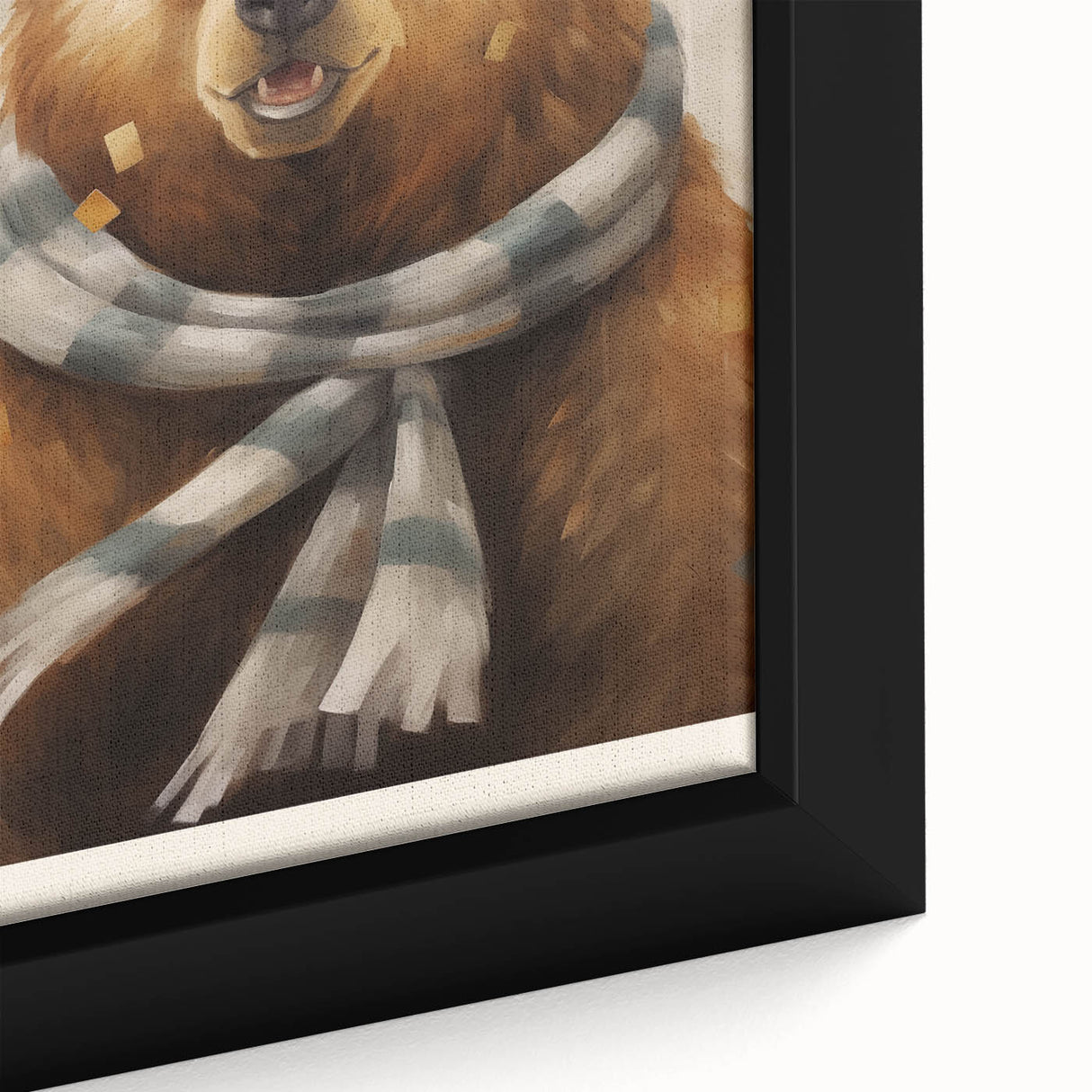 Extra large black wall art depicting a textured winter scene on framed canvas, with muted colorful accents.
