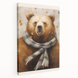 Winter-themed stretched canvas featuring muted blue and white tones, ideal for kitchen wall art.