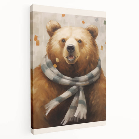 Winter-themed stretched canvas featuring muted blue and white tones, ideal for kitchen wall art.