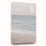 Large abstract wall art in vibrant blue and orange tones on acrylic glass, ideal for bedroom or dining room decor.