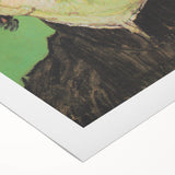 Art deco poster featuring a geometric pattern in muted gold and navy, printed on rolled canvas.