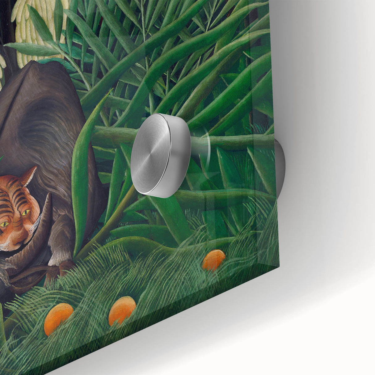 Modern Wall Art: Abstract Jungle Scene with Tiger and Buffalo Fight