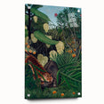 Modern Wall Art: Abstract Jungle Scene with Tiger and Buffalo Fight