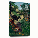 Modern Wall Art: Abstract Jungle Scene with Tiger and Buffalo Fight