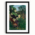 Modern Wall Art: Abstract Jungle Scene with Tiger and Buffalo Fight