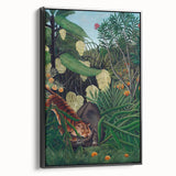 Modern Wall Art: Abstract Jungle Scene with Tiger and Buffalo Fight