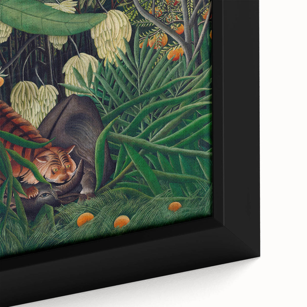 Modern Wall Art: Abstract Jungle Scene with Tiger and Buffalo Fight