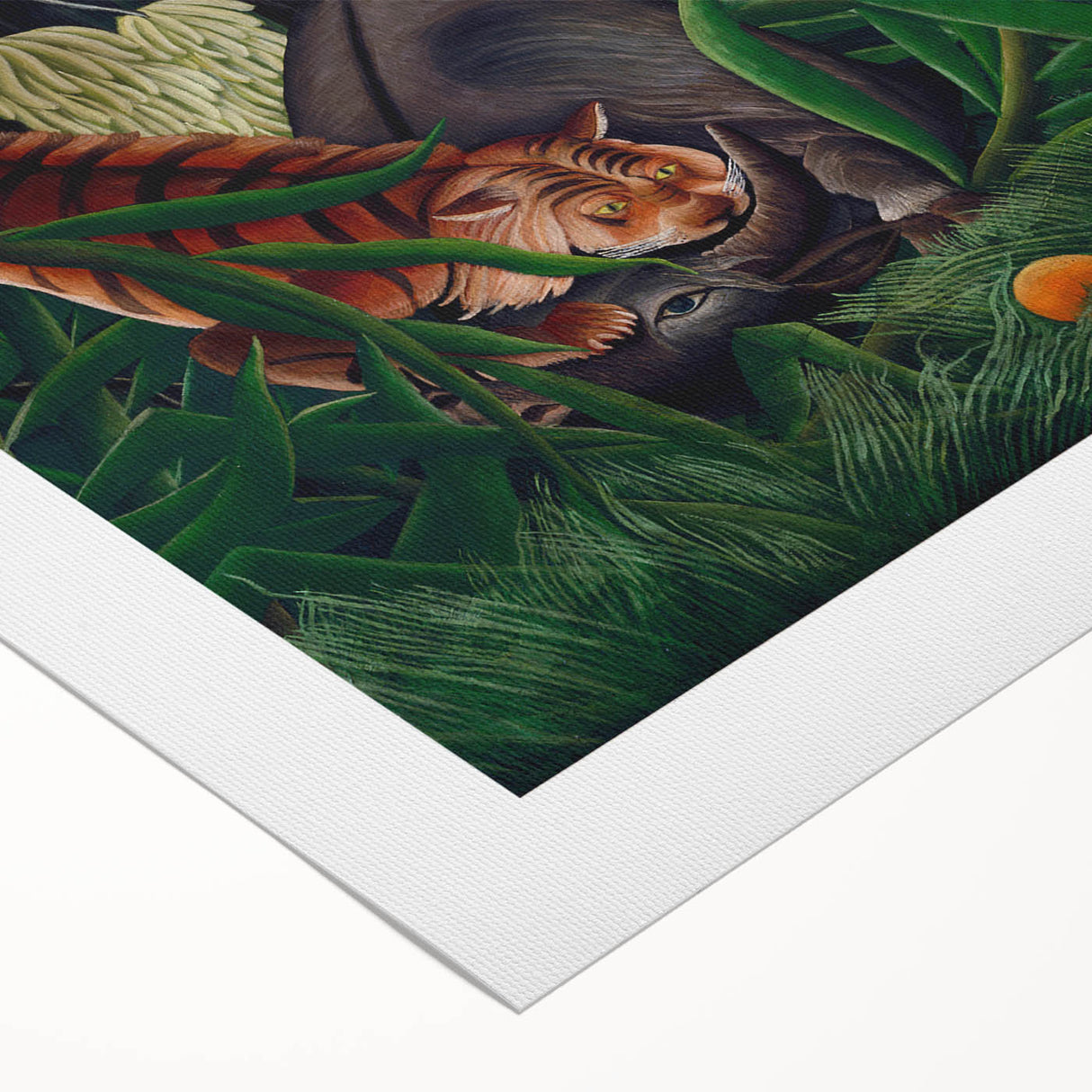 Modern Wall Art: Abstract Jungle Scene with Tiger and Buffalo Fight