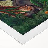 Modern Wall Art: Abstract Jungle Scene with Tiger and Buffalo Fight