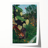 Modern Wall Art: Abstract Jungle Scene with Tiger and Buffalo Fight