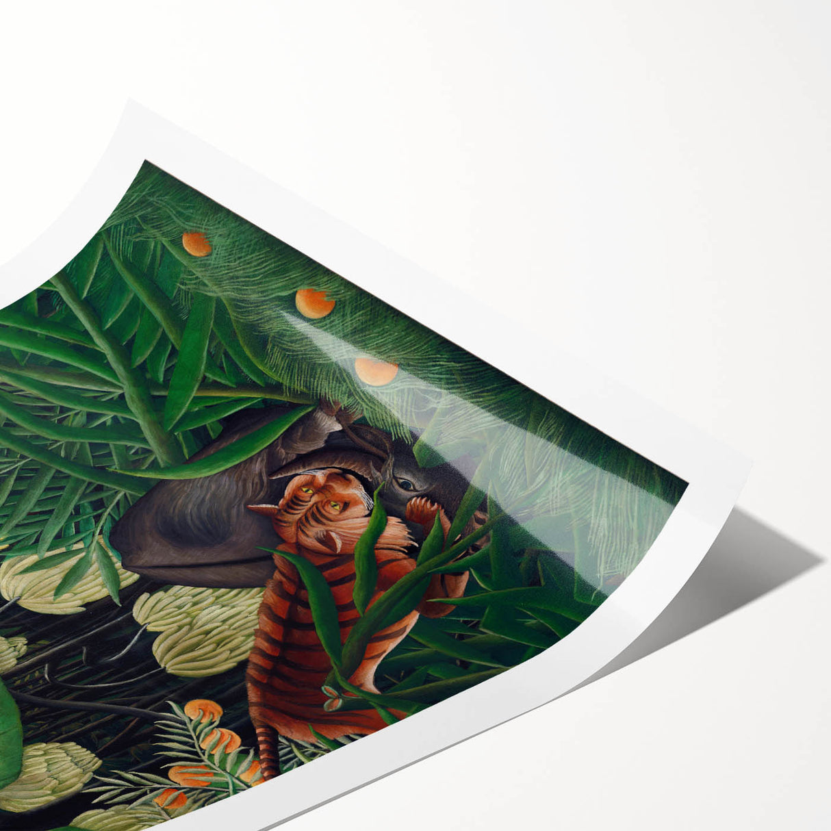 Modern Wall Art: Abstract Jungle Scene with Tiger and Buffalo Fight