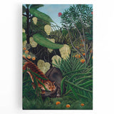 Modern Wall Art: Abstract Jungle Scene with Tiger and Buffalo Fight