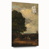 Modern Wall Art: Countryside Scene with Windmill and Tree Landscape